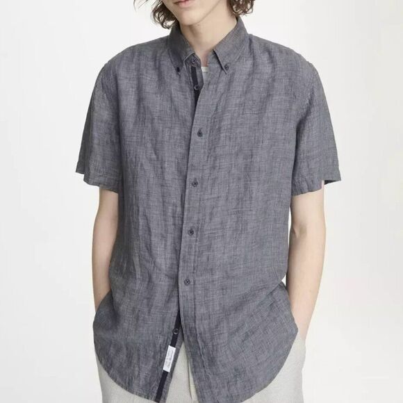 Rag & Bone Grey Fit 2 Tomlin Linen Shirt Size Medium NWT - Picture 1 of 7